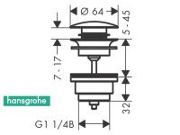 MEDIDAS VALVULA LAVABO-BIDE PUSH OPEN HANSGROHE